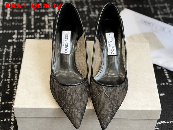 Jimmy Choo Romy 65 Black Jimmy Choo Lace Pumps Replica