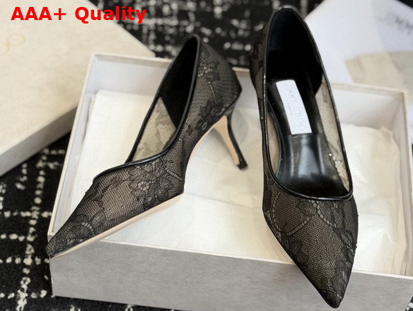 Jimmy Choo Romy 65 Black Jimmy Choo Lace Pumps Replica