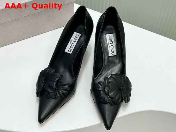 Jimmy Choo Rosalia Flowers 65 Black Nappa Leather Pumps with Flowers Replica