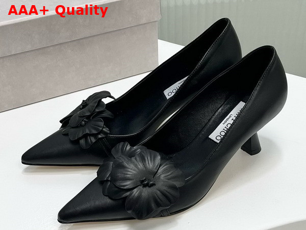 Jimmy Choo Rosalia Flowers 65 Black Nappa Leather Pumps with Flowers Replica