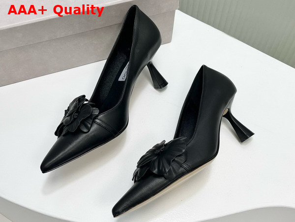 Jimmy Choo Rosalia Flowers 65 Black Nappa Leather Pumps with Flowers Replica