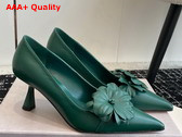 Jimmy Choo Rosalia Flowers 65 Green Nappa Leather Pumps with Flowers Replica