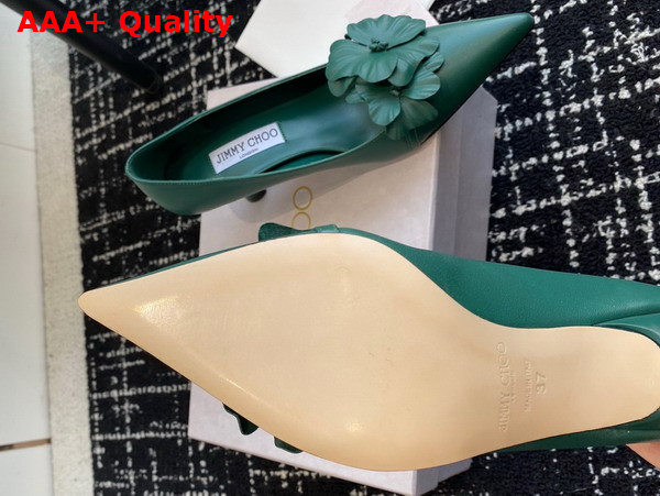 Jimmy Choo Rosalia Flowers 65 Green Nappa Leather Pumps with Flowers Replica