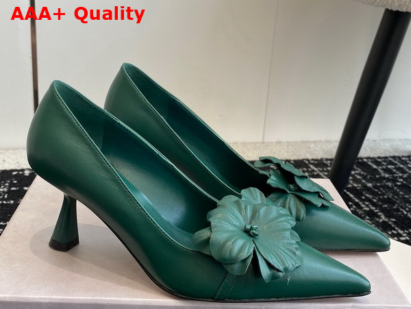 Jimmy Choo Rosalia Flowers 65 Green Nappa Leather Pumps with Flowers Replica