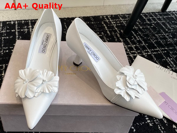Jimmy Choo Rosalia Flowers 65 Latte Nappa Leather Pumps with Flowers Replica