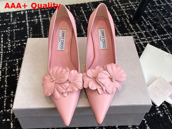 Jimmy Choo Rosalia Flowers 65 Rose Nappa Leather Pumps with Flowers Replica