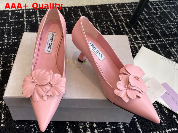 Jimmy Choo Rosalia Flowers 65 Rose Nappa Leather Pumps with Flowers Replica