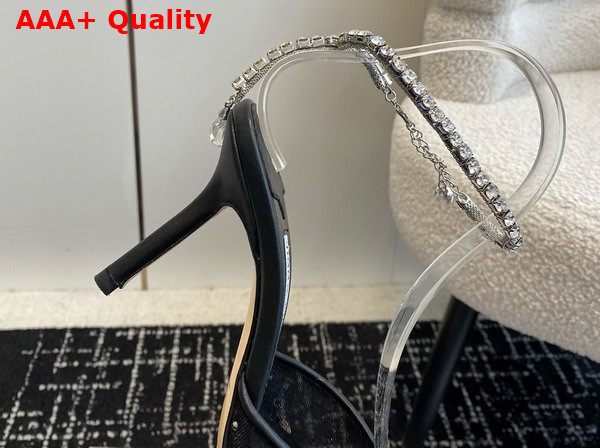 Jimmy Choo Saeda 100 Black and White Mesh Pumps with Crystals Replica