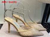 Jimmy Choo Saeda 100 Gold Mesh Pumps with Crystals Replica