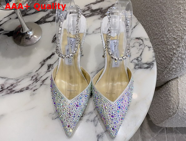 Jimmy Choo Saeda 100 Satin Pumps with Crystal Embellishment Multicolor Replica