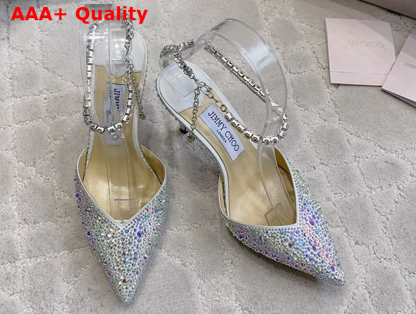Jimmy Choo Saeda 100 Satin Pumps with Crystal Embellishment Multicolor Replica
