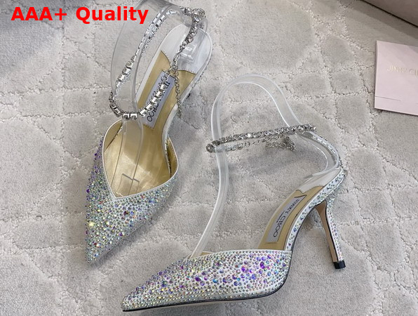 Jimmy Choo Saeda 100 Satin Pumps with Crystal Embellishment Multicolor Replica