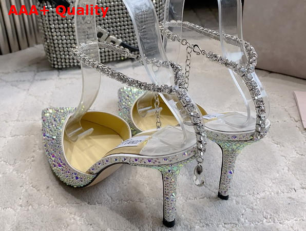 Jimmy Choo Saeda 100 Satin Pumps with Crystal Embellishment Multicolor Replica