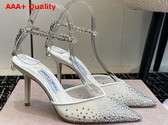 Jimmy Choo Saeda 100 White Mesh Pumps with Crystals Replica