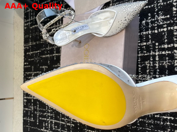 Jimmy Choo Saeda 100 White Mesh Pumps with Crystals Replica