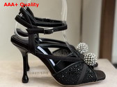 Jimmy Choo Sarai Sandal 95 Black Mesh and Satin Sandals with Degrade Galaxy Crystal and Crystal Sphere Embellishment Replica