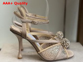 Jimmy Choo Sarai Sandal 95 Nude Mesh and Satin Sandals with Degrade Galaxy Crystal and Crystal Sphere Embellishment Replica