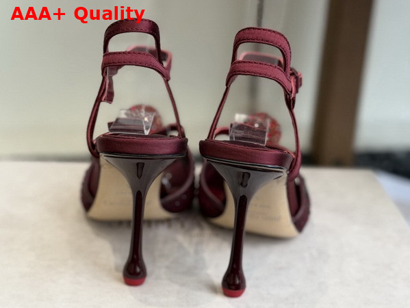 Jimmy Choo Sarai Sandal 95 Red Mesh and Satin Sandals with Degrade Galaxy Crystal and Crystal Sphere Embellishment Replica