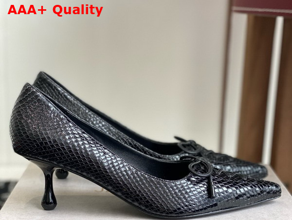 Jimmy Choo Scarlett 50 Black Elaphe Printed Leather Pumps Replica