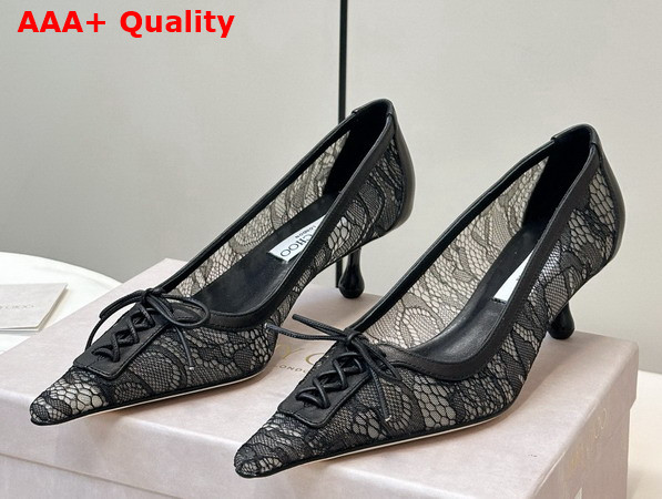 Jimmy Choo Scarlett 50 Black Jimmy Choo Lace Pumps Replica