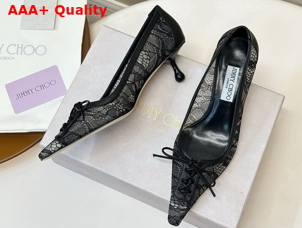Jimmy Choo Scarlett 50 Black Jimmy Choo Lace Pumps Replica