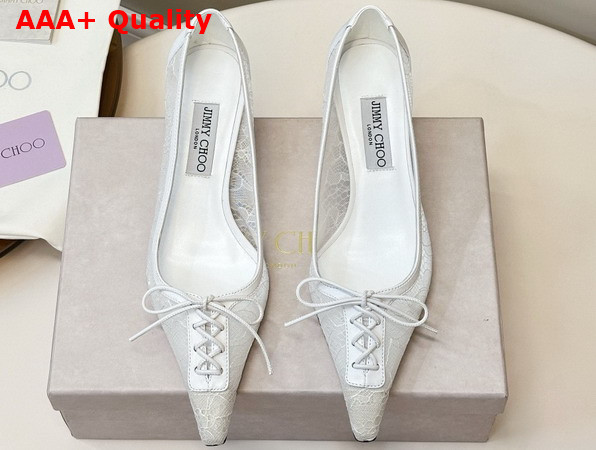 Jimmy Choo Scarlett 50 Ivory Jimmy Choo Lace Pumps Replica