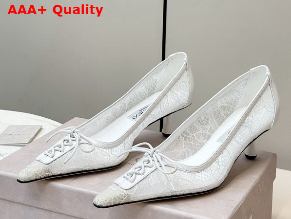 Jimmy Choo Scarlett 50 Ivory Jimmy Choo Lace Pumps Replica