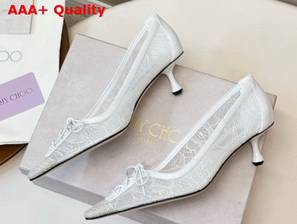 Jimmy Choo Scarlett 50 Ivory Jimmy Choo Lace Pumps Replica