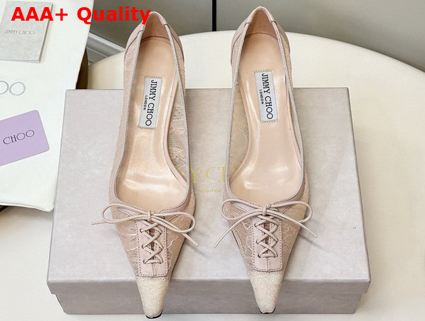 Jimmy Choo Scarlett 50 Pumps in Nude Lace Replica
