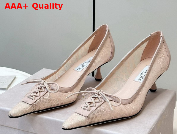 Jimmy Choo Scarlett 50 Pumps in Nude Lace Replica