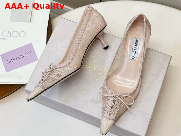 Jimmy Choo Scarlett 50 Pumps in Nude Lace Replica
