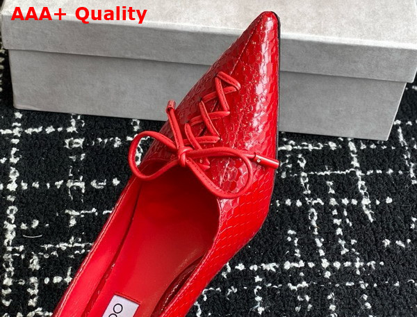 Jimmy Choo Scarlett 50 Red Elaphe Printed Leather Pumps Replica