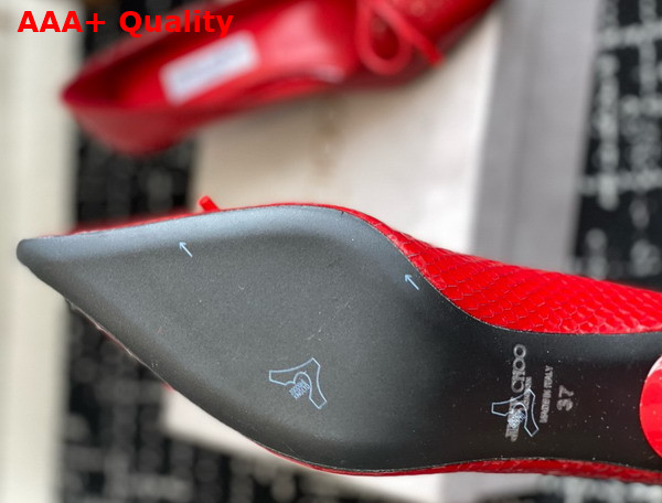 Jimmy Choo Scarlett 50 Red Elaphe Printed Leather Pumps Replica