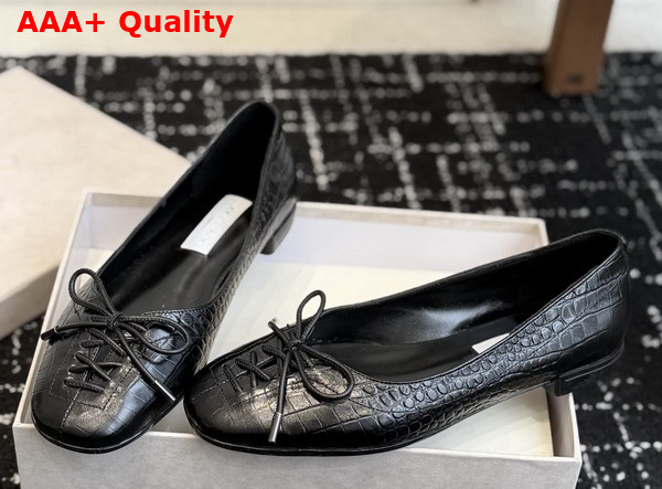 Jimmy Choo Scarlett Ballerina Black Croc Embossed Leather Ballerina Flats Replica