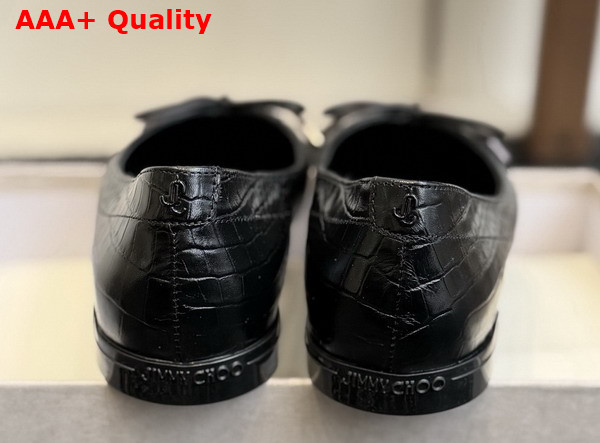 Jimmy Choo Scarlett Ballerina Black Croc Embossed Leather Ballerina Flats Replica