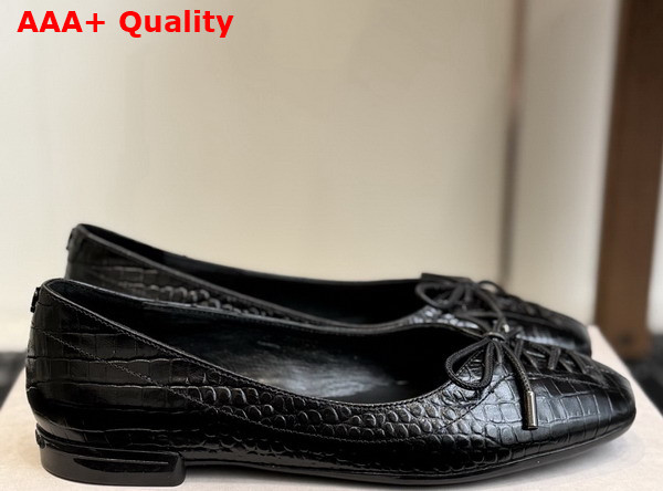 Jimmy Choo Scarlett Ballerina Black Croc Embossed Leather Ballerina Flats Replica