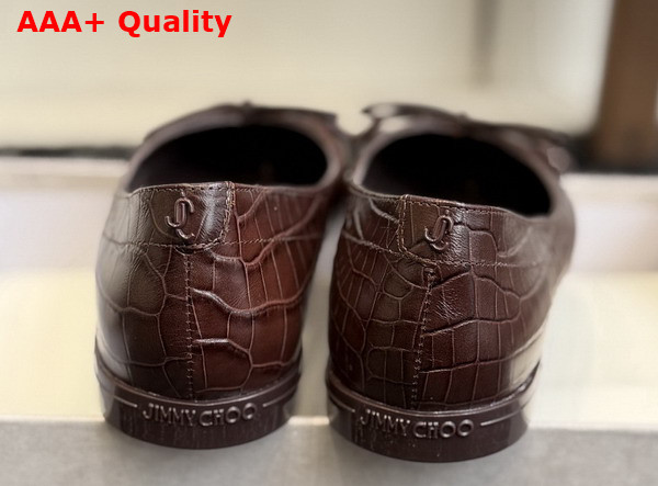 Jimmy Choo Scarlett Ballerina Chocolate Croc Embossed Leather Ballerina Flats Replica