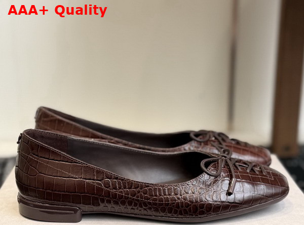 Jimmy Choo Scarlett Ballerina Chocolate Croc Embossed Leather Ballerina Flats Replica
