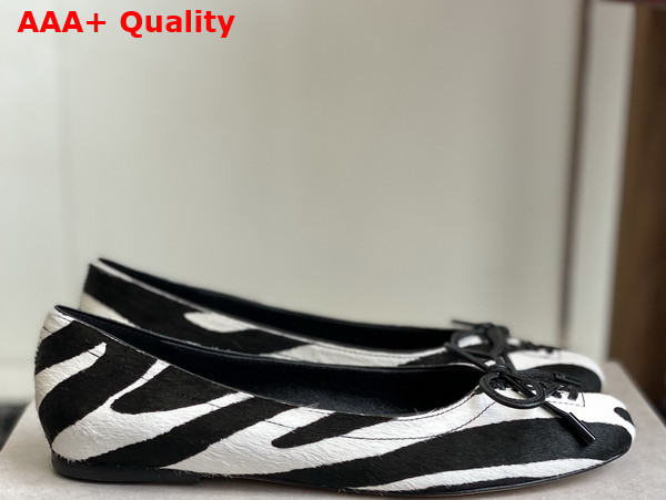 Jimmy Choo Scarlett Ballerina Zebra Print Pony Black and White Replica