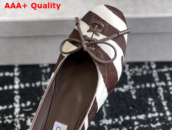 Jimmy Choo Scarlett Ballerina Zebra Print Pony Chocolate and White Replica