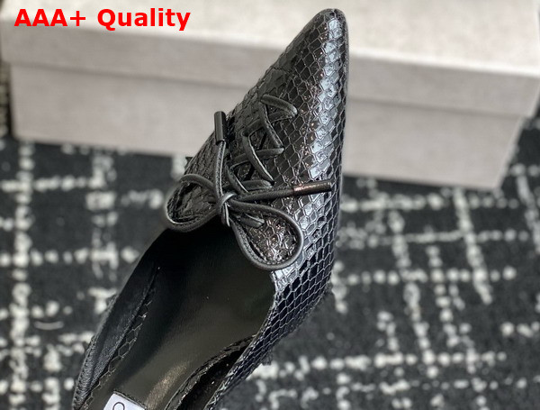 Jimmy Choo Scarlett Mule 50 Black Elaphe Pprinted Leather Mule Replica