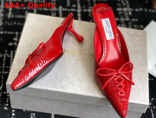 Jimmy Choo Scarlett Mule 50 Red Elaphe Pprinted Leather Mule Replica