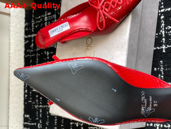 Jimmy Choo Scarlett Mule 50 Red Elaphe Pprinted Leather Mule Replica