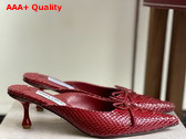Jimmy Choo Scarlett Mule 50 Ruby Red Elaphe Pprinted Leather Mule Replica