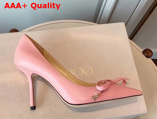 Jimmy Choo Scarlette 85 Pink Leather Pumps with Bow Detail Replica