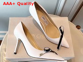 Jimmy Choo Scarlette 85 White Leather Pumps with Bow Detail Replica