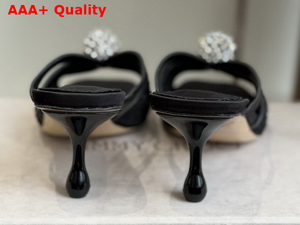 Jimmy Choo Siva Mule 50 Black Mesh and Satin Mules with Degrade Galaxy Crystal and Crystal Sphere Embellishment Replica