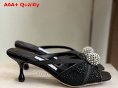 Jimmy Choo Siva Mule 50 Black Mesh and Satin Mules with Degrade Galaxy Crystal and Crystal Sphere Embellishment Replica