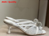 Jimmy Choo Siva Mule 50 Ivory Mesh and Satin Mules with Degrade Galaxy Crystal and Crystal Sphere Embellishment Replica