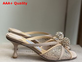 Jimmy Choo Siva Mule 50 Nude Mesh and Satin Mules with Degrade Galaxy Crystal and Crystal Sphere Embellishment Replica